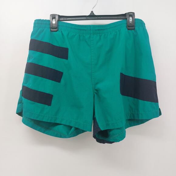 Vintage Swim Trunks Drawstring Beach Pool Green Navy Blue L - Picture 15 of 15